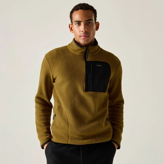 Regatta Frankie Borg Half Zip Fleece | Rich Tan/Black RMA718