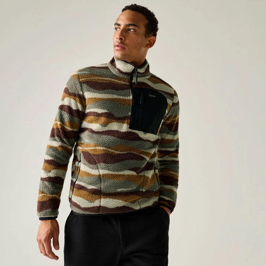 Regatta Frankie Borg Half Zip Fleece | Ground Coffee/Mountain Range RMA718