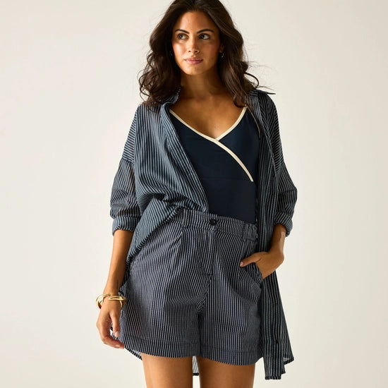 Regatta Sabelle Ladies Summer Shorts | Navy Stripe RWJ359