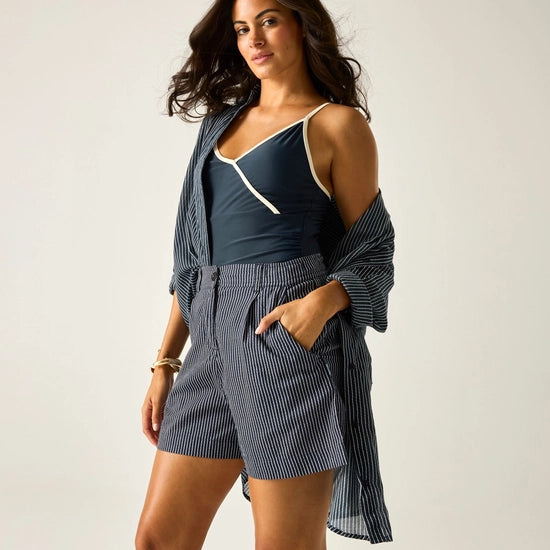 Regatta Sabelle Ladies Summer Shorts | Navy Stripe RWJ359