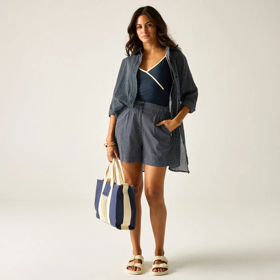 Regatta Sabelle Ladies Summer Shorts | Navy Stripe RWJ359