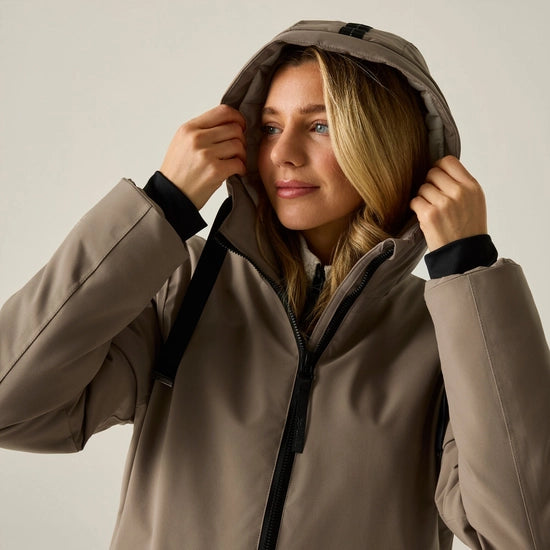 Regatta Hazel Waterproof Jacket | Mocha/Light Vanilla RWP483