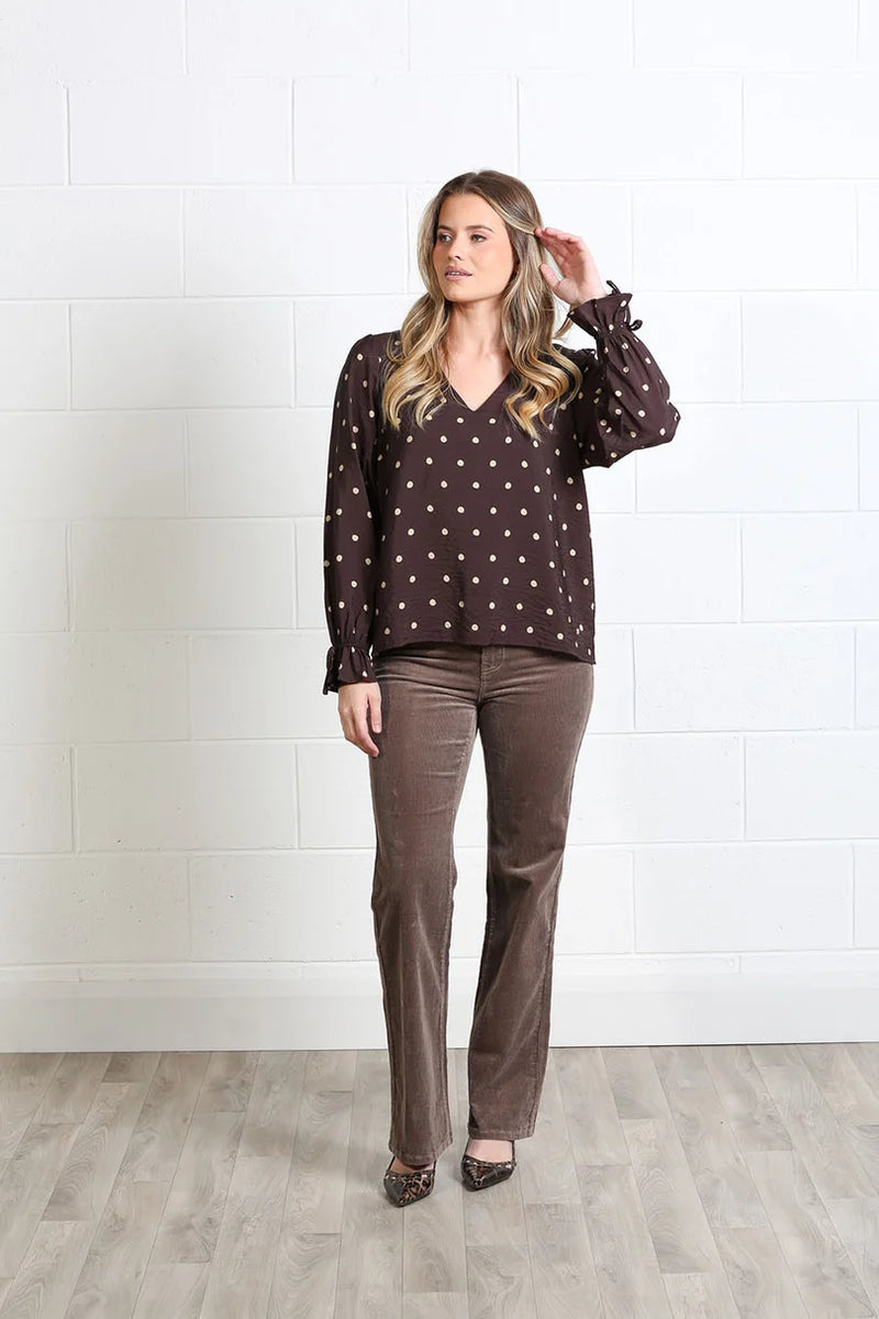 Rant & Rave Sophia Polka Dot Top | Chocolate RR44-Q35