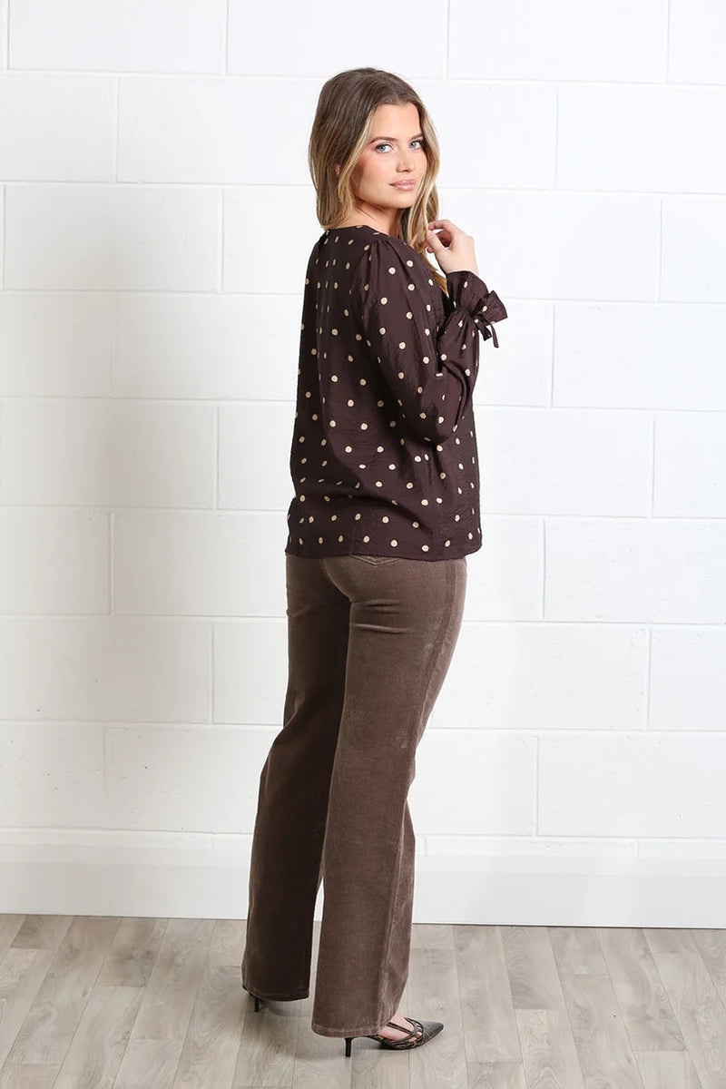 Rant & Rave Sophia Polka Dot Top | Chocolate RR44-Q35