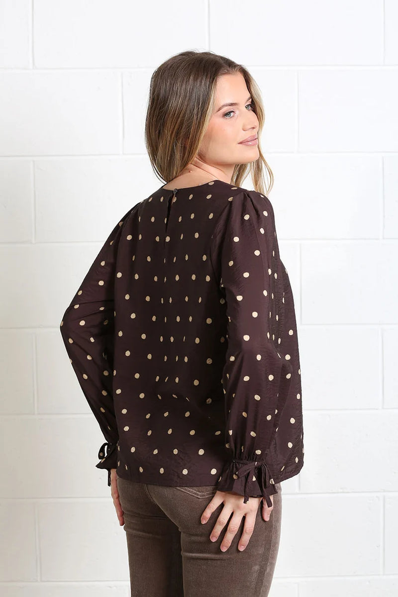 Rant & Rave Sophia Polka Dot Top | Chocolate RR44-Q35