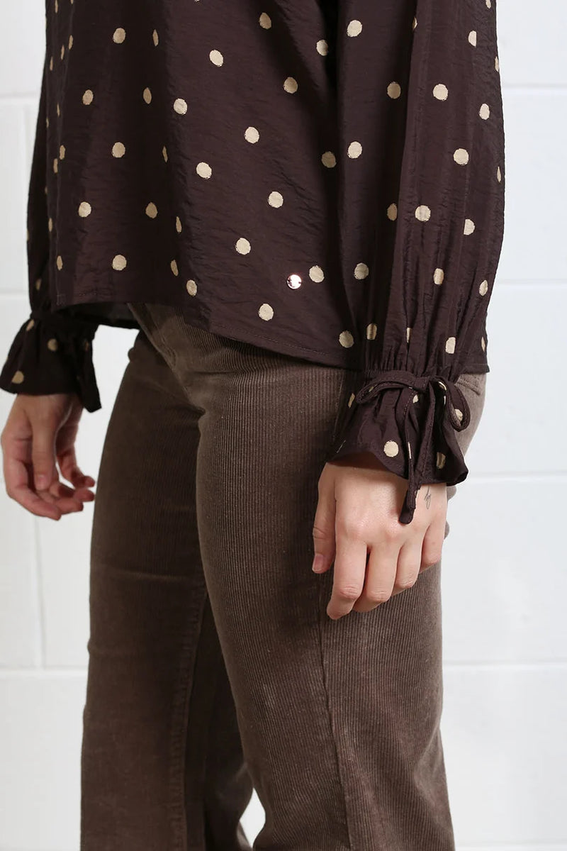 Rant & Rave Sophia Polka Dot Top | Chocolate RR44-Q35