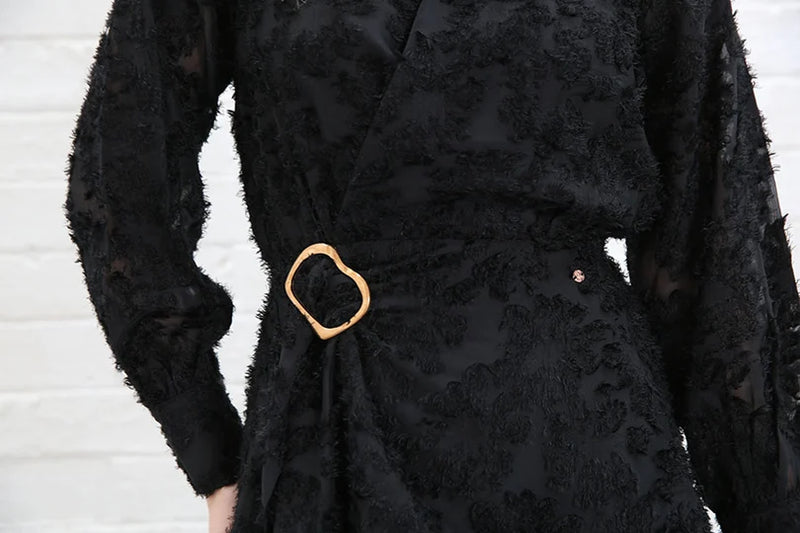 Rant & Rave Susannah Wrap Dress | Black RR44-Q22
