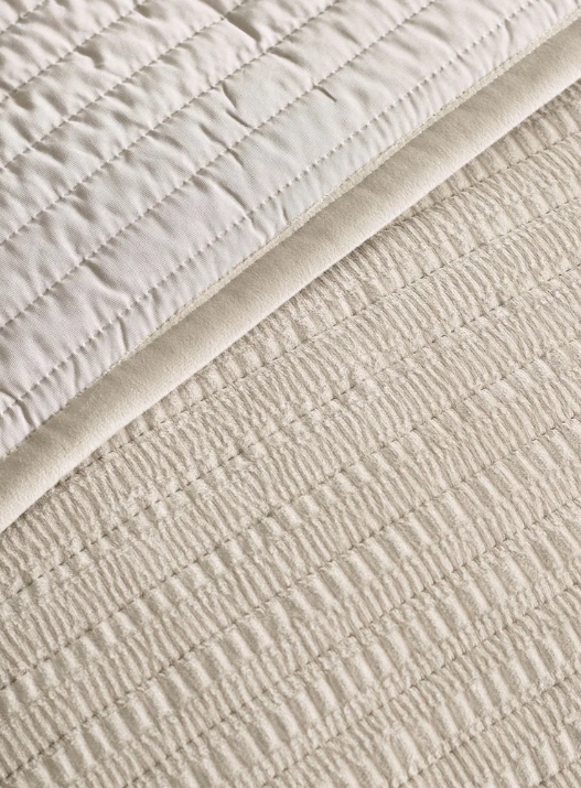 Catherine Lansfield Velvet Pinsonic Bed Spread Natural
