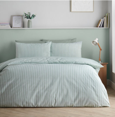 Catherine Lansfield Epping Textured Stripe Duvet Set | Green