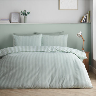 Catherine Lansfield Epping Textured Stripe Duvet Set | Green
