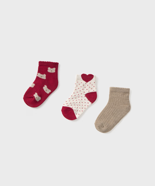 Mayoral  Girls Set 3 Socks | Red 10012 AW