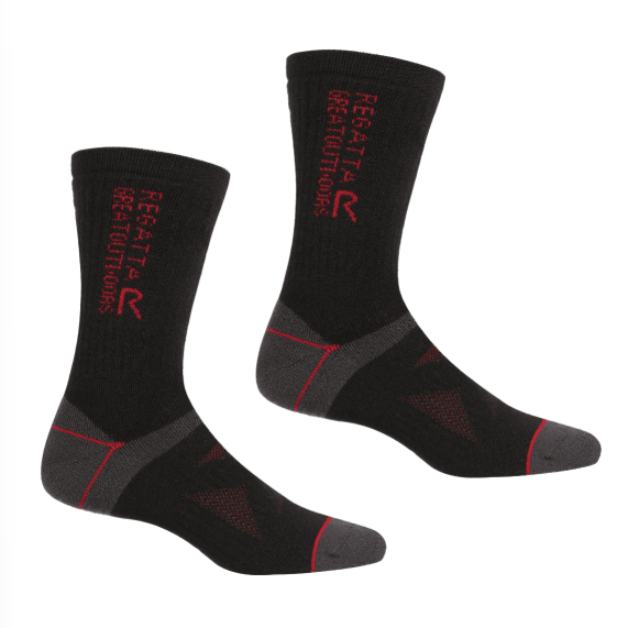 RUH041 Adult's 2 Pair Wool Hiker Socks Black