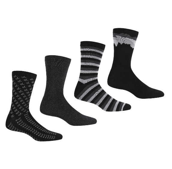 RMH049 Men's 4 Pair Lifestyle Socks Black