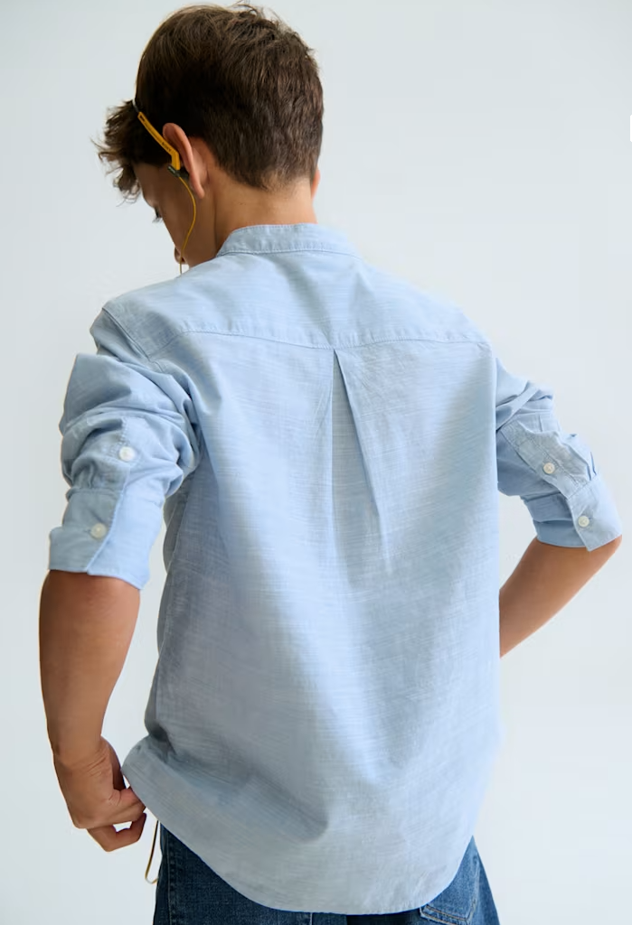 Mayoral  Boys Mao Collar Shirt | Light Blue 6176/SS26