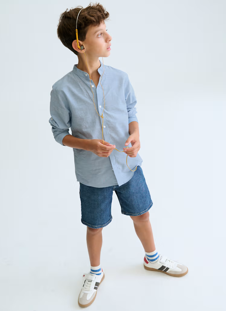 Mayoral  Boys Mao Collar Shirt | Light Blue 6176/SS26