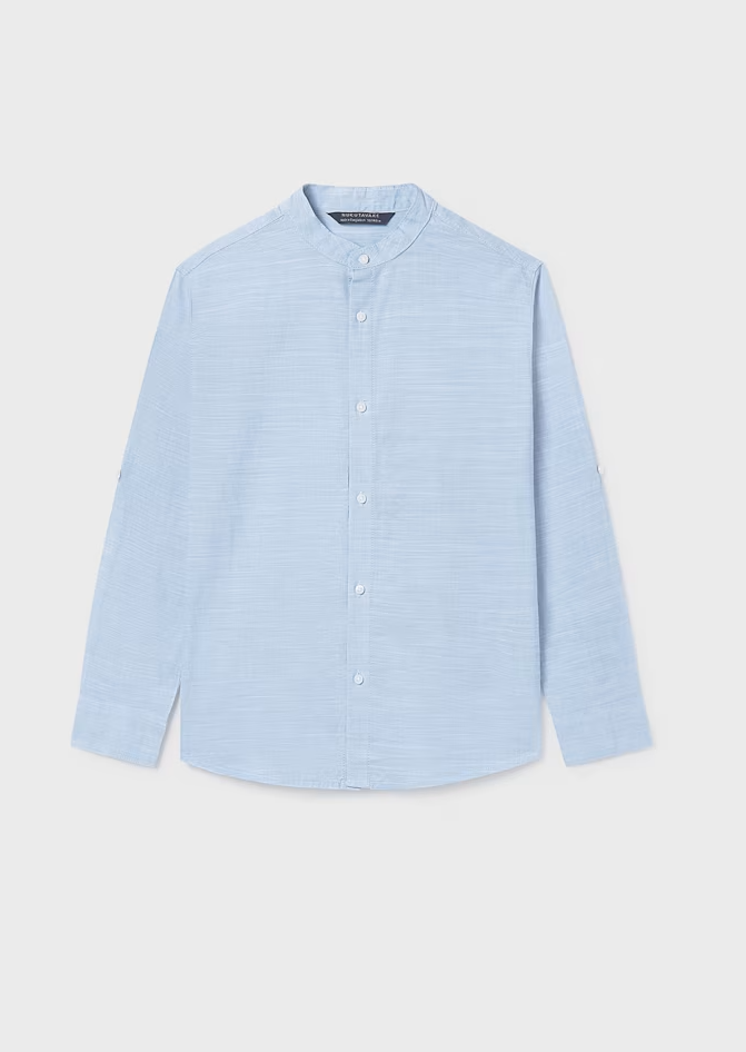Mayoral  Boys Mao Collar Shirt | Light Blue 6176/SS26