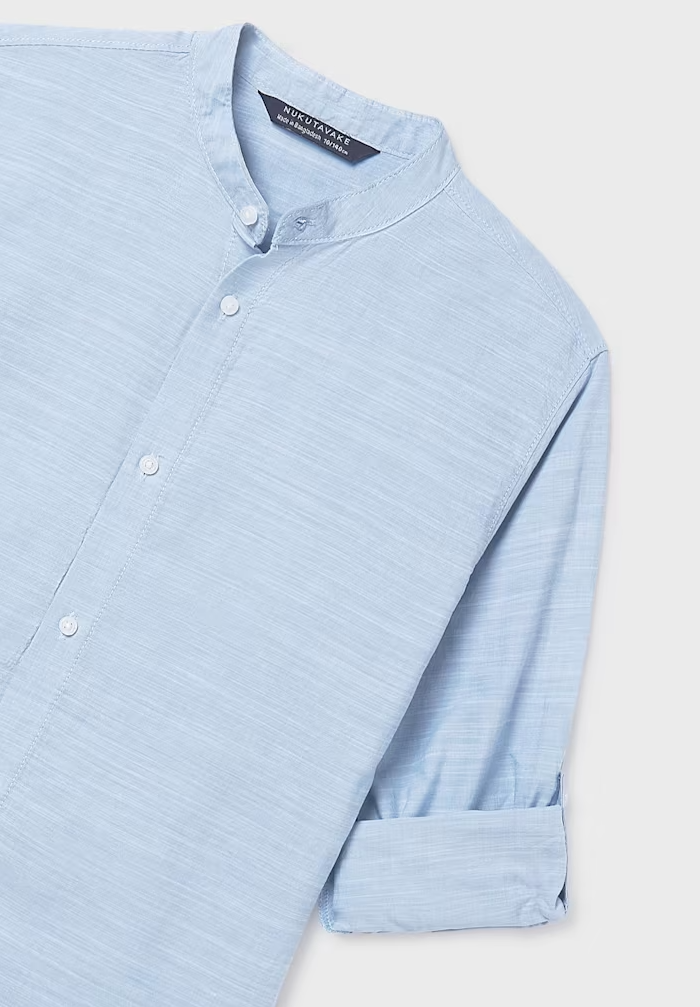 Mayoral  Boys Mao Collar Shirt | Light Blue 6176/SS26