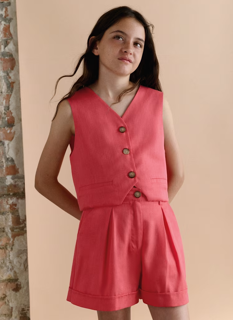 Mayoral Girls Linen Shorts | Coral 6201/SS26