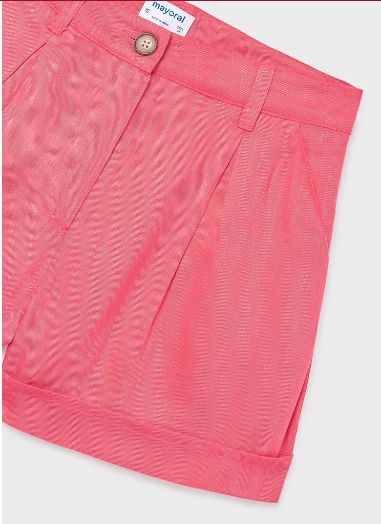Mayoral Girls Linen Shorts | Coral 6201/SS26