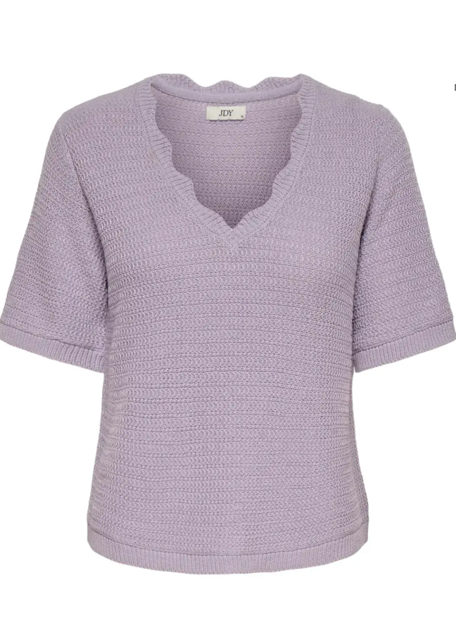 JDY Tikka S/S Stripe Structured Pullover| Orchid