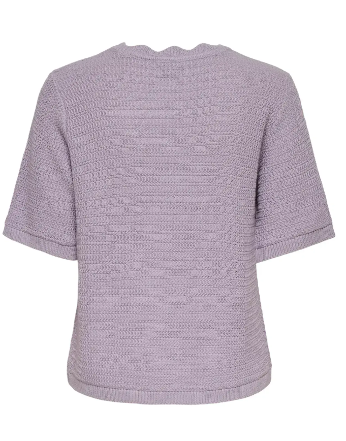 JDY Tikka S/S Stripe Structured Pullover| Orchid