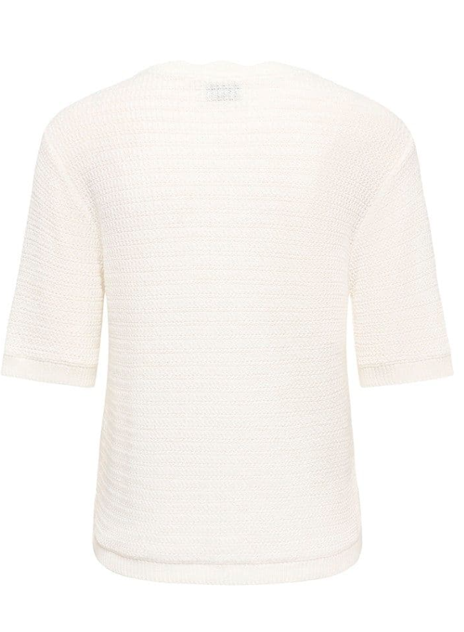 JDY Tikka S/S Stripe Structured Pull | Cloud Dancer