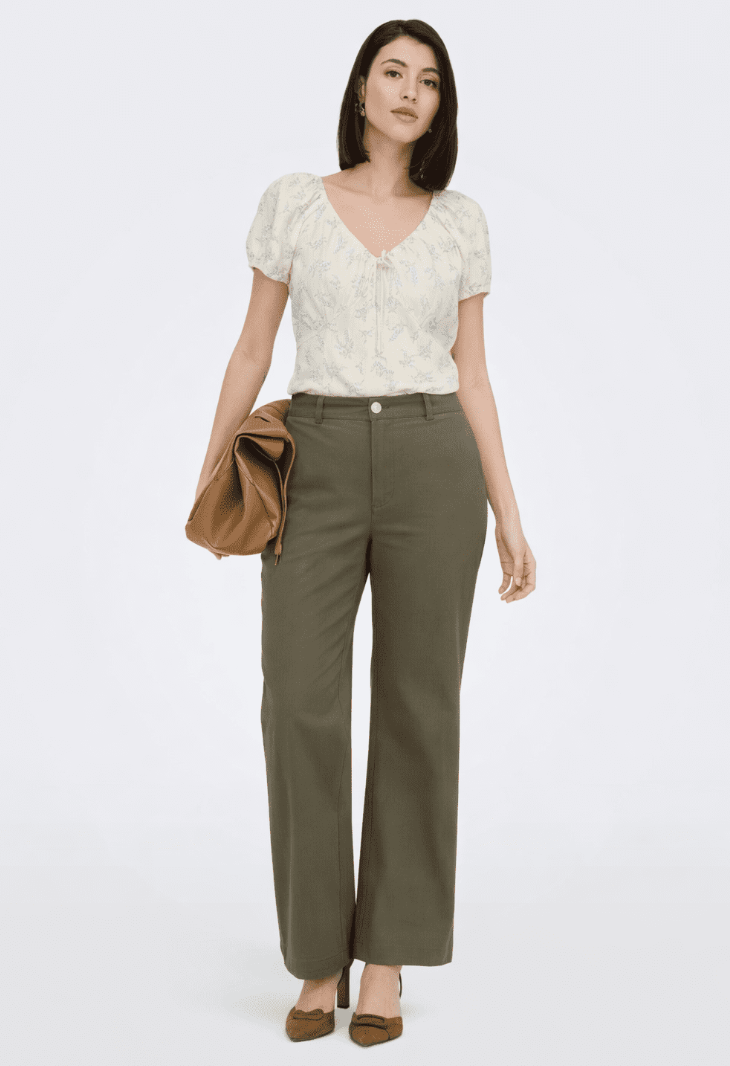 JDY Iris Stretch HW Wide Pant | Kalamata