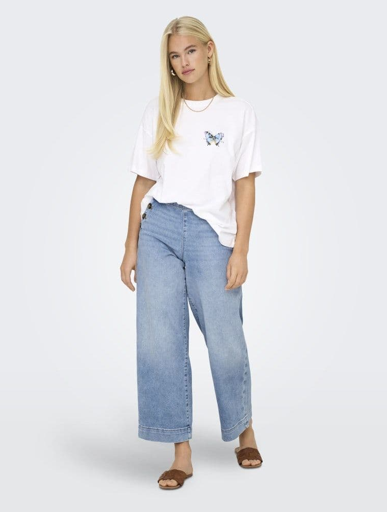 ONLY Madison HW Button Wide Cropped Denim | |Light Blue