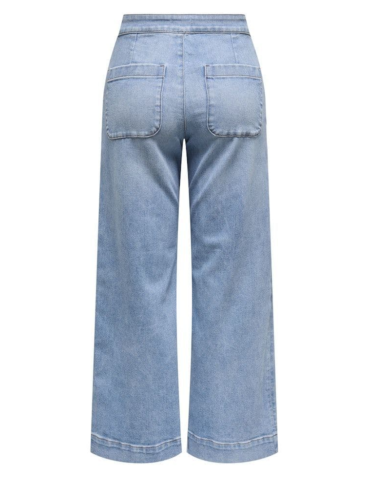 ONLY Madison HW Button Wide Cropped Denim | |Light Blue