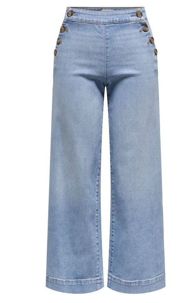 ONLY Madison HW Button Wide Cropped Denim | |Light Blue