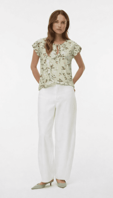 Vero Moda Nellie Celia SL Frill Top | Green