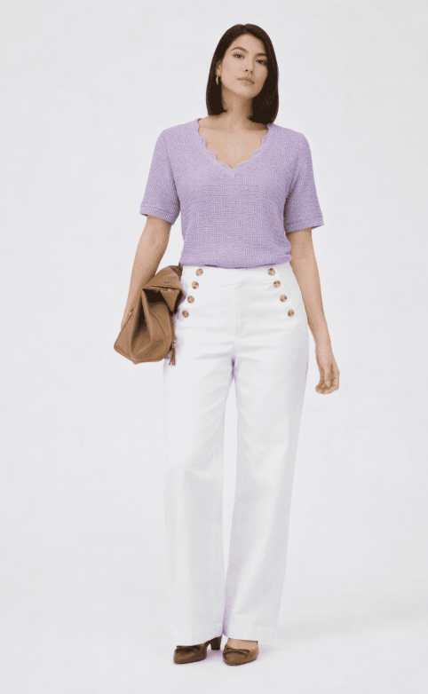 JDY Tikka S/S Stripe Structured Pullover| Orchid