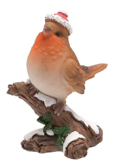 Widdop & Co Christmas Robin Figurine on a Frosted Branch | Multi XM10867