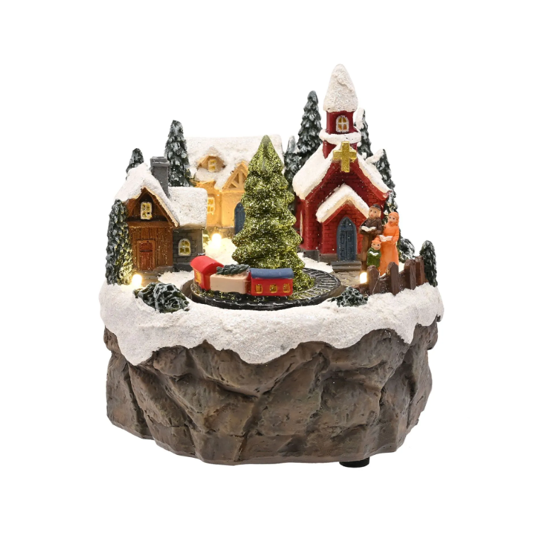 Widdop & Co Regal Tidings Light Up Church with Rotating Train| Multi XM14183