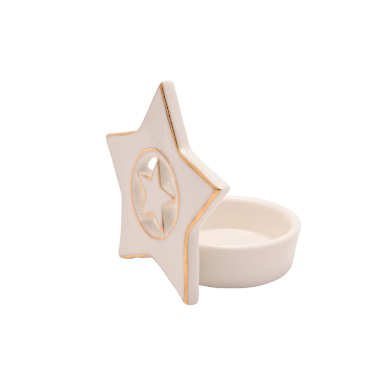Widdop & Co Porcelain Star Tea Light Holder | White XM14980