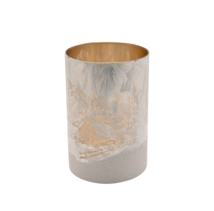 Widdop & Co Frosted Glass Candle Holder 13.5cm  | Multi XM15104