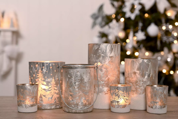 Widdop & Co Frosted Glass Candle Holder 13.5cm  | Multi XM15104
