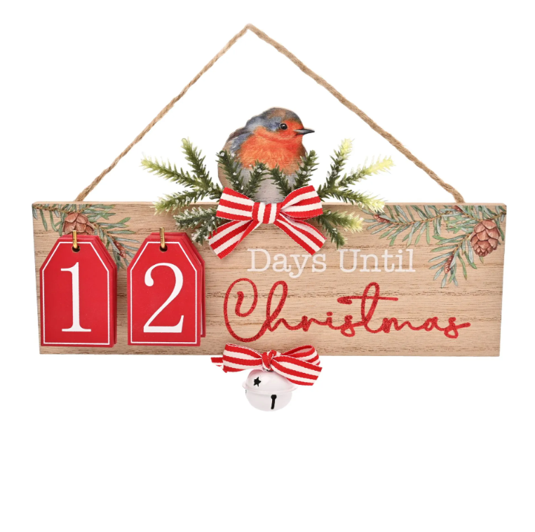 Widdop & Co Robin Robin Countdown to Christmas Plaque | Multi XM15862