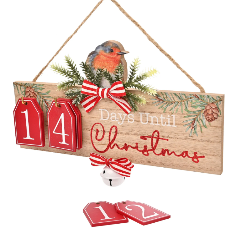 Widdop & Co Robin Robin Countdown to Christmas Plaque | Multi XM15862