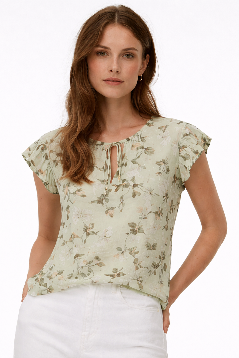 Vero Moda Nellie Celia SL Frill Top | Green