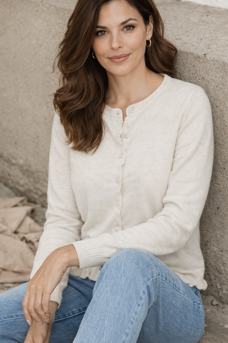 JDY  Letty L/S  Frill Cardigan | Cloud Dancer