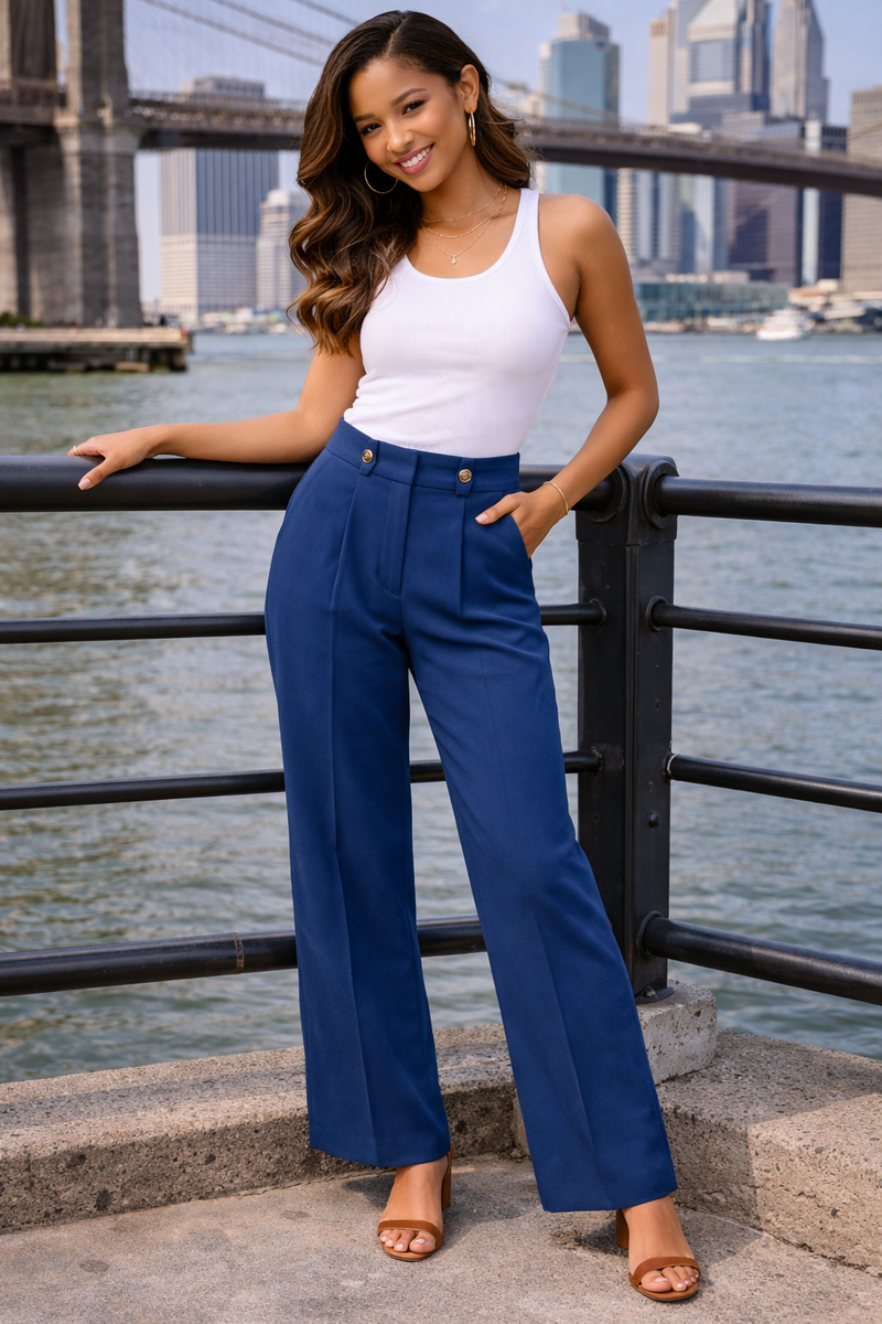 Vero Moda Icelyn MW Pant | Dark Denim