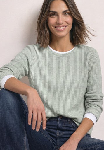 Street One Rib Button Top | Green 326057
