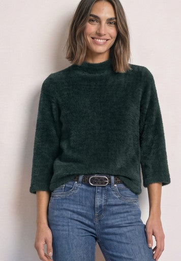 Street One Fluffy Sweater | Dark Green 326058