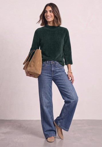 Street One Fluffy Sweater | Dark Green 326058
