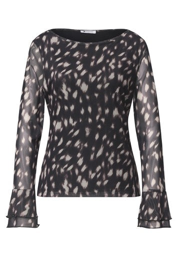 Street One Mesh Shirt | Black/Beige 326072