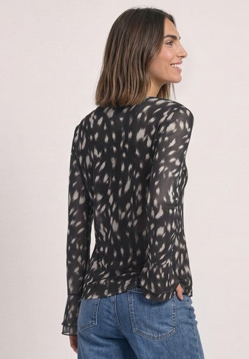 Street One Mesh Shirt | Black/Beige 326072