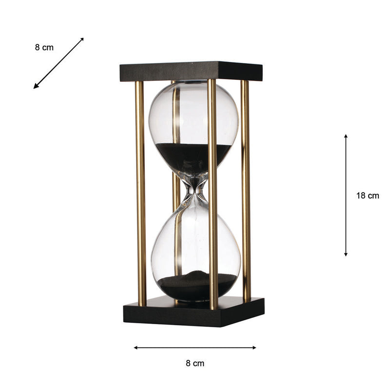 Hourglass in stand 17.5cm approx 15 mins | Black TL7114