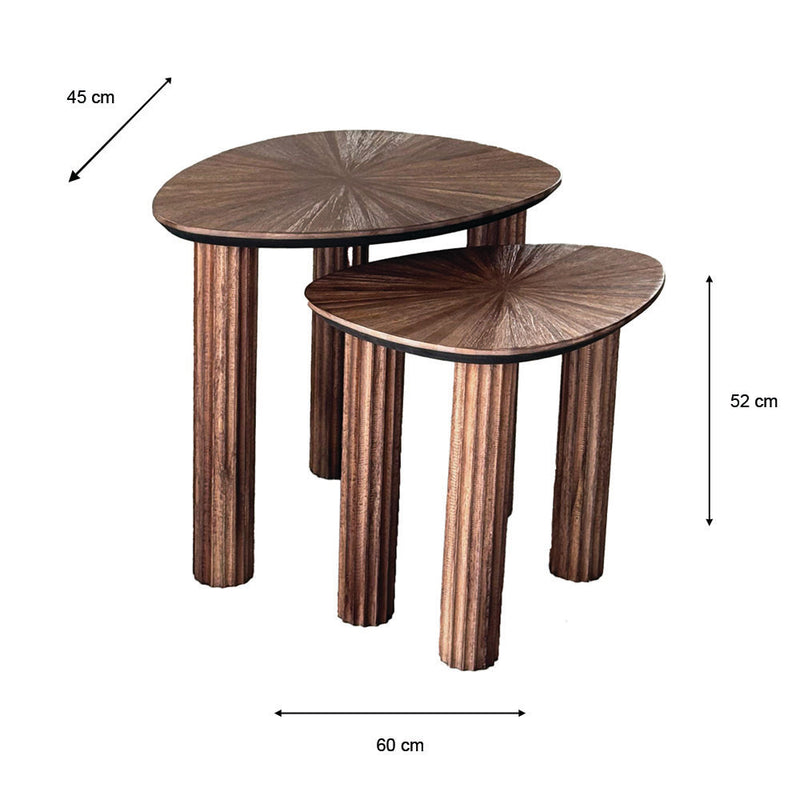 TARA Ray Set of 2 Side Tables |  Dark Teak TL7279