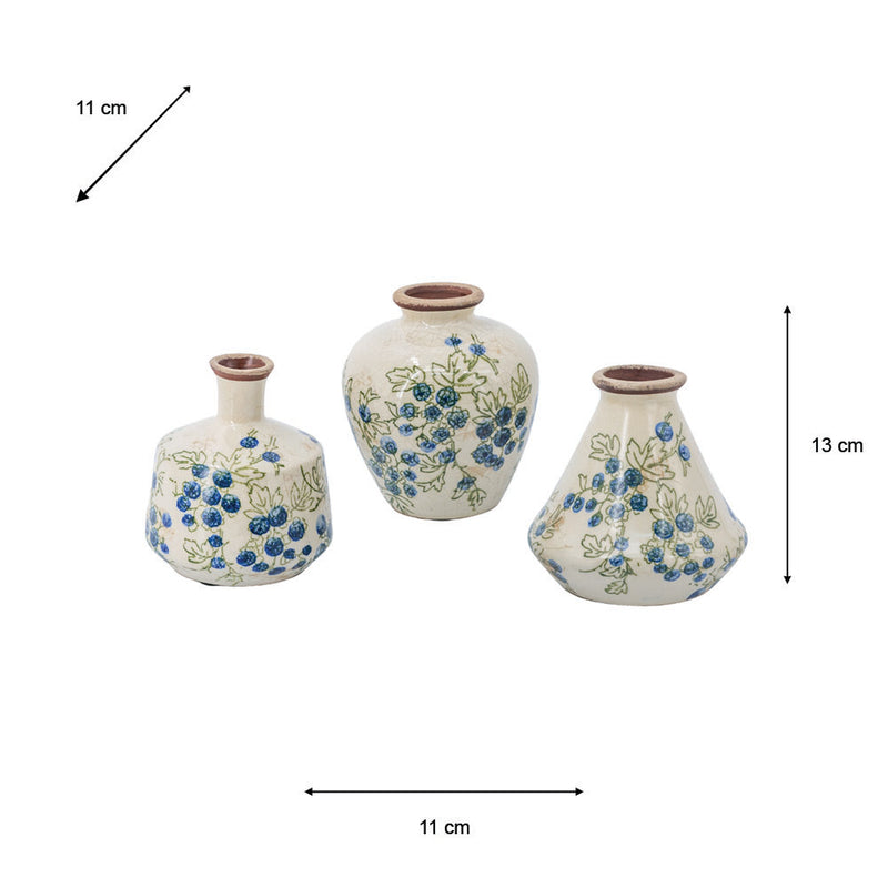 TARA Blueberry Mini Vases x3 Set | Multi TL7325